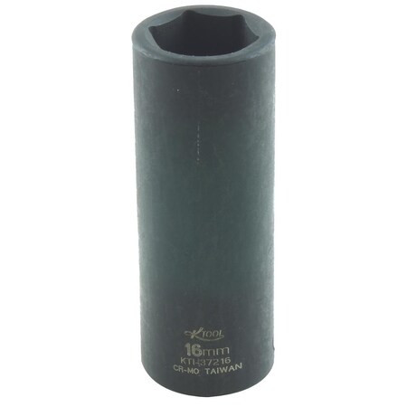 K-Tool International 3/8" Drive Impact Socket black oxide, Deep 6Pt, 3/8"Dr, 16mm KTI-37216